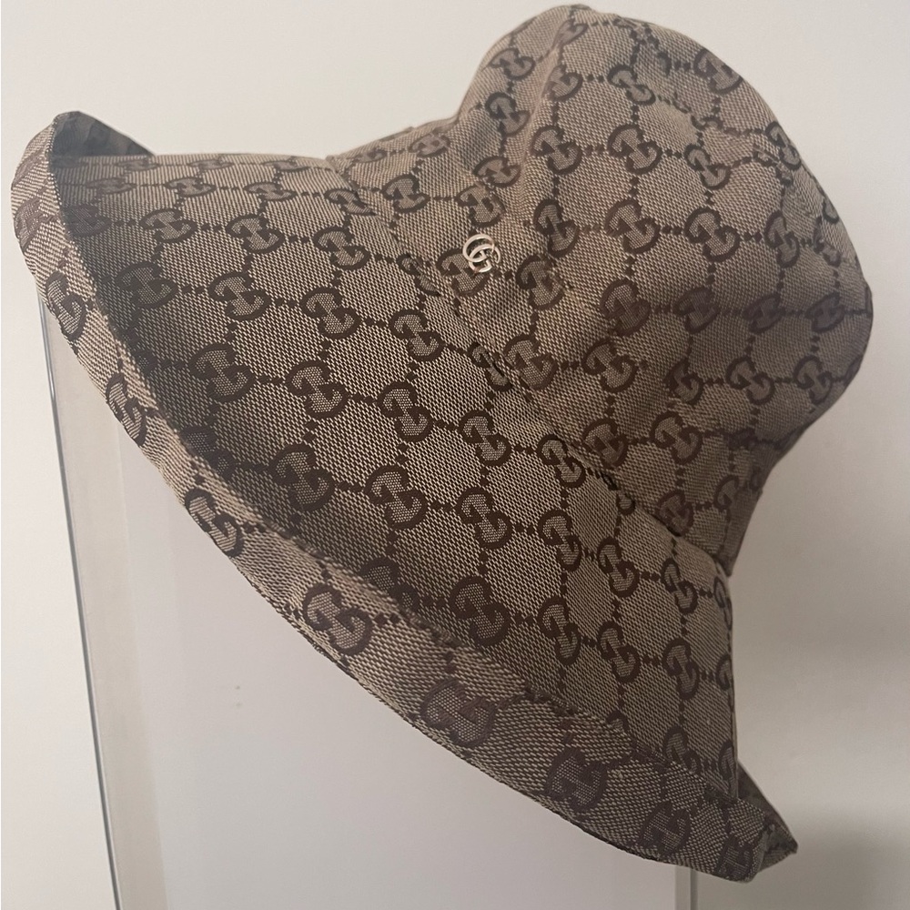 Gucci Wide Brim Brown Tan Monogram Bucket Hat - Picture 3 of 4